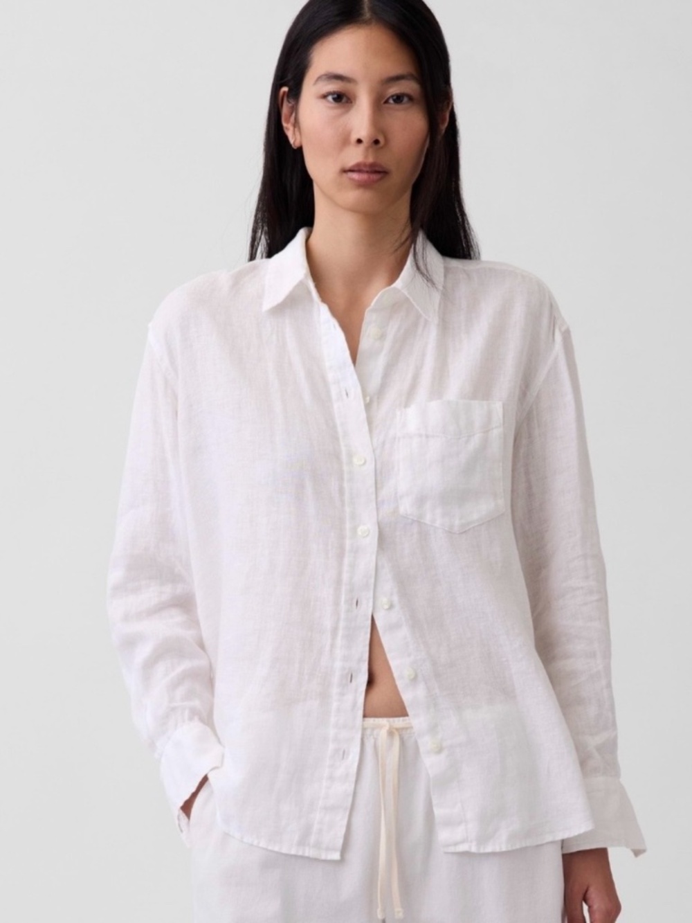Gap Women's 100% Linen Button Up Blouse in Off White NWT